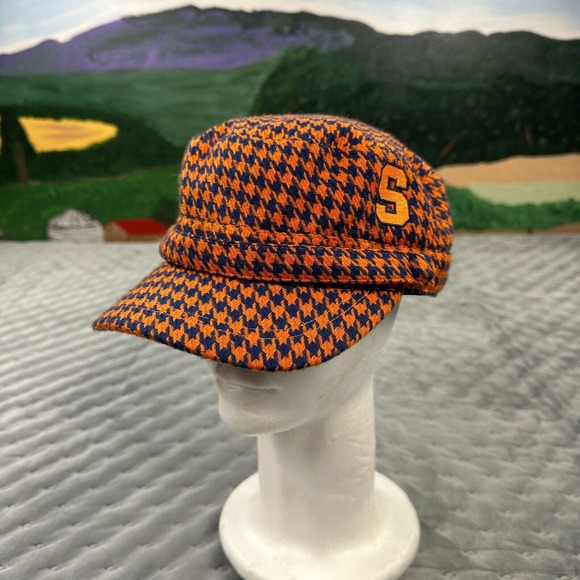 Syracuse Orangeman Cabbie Hat Womens Blue Houndstooth NCAA Sports Casual College - Picture 1 of 8